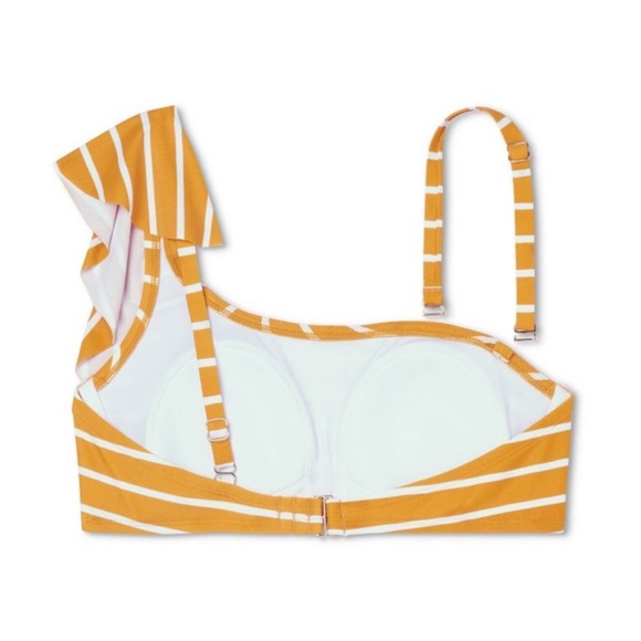 ‼️FLASH SALE Women’s ruffle oneshoulder bikini top, yellow|white stripes. XL,NWT - Picture 5 of 9